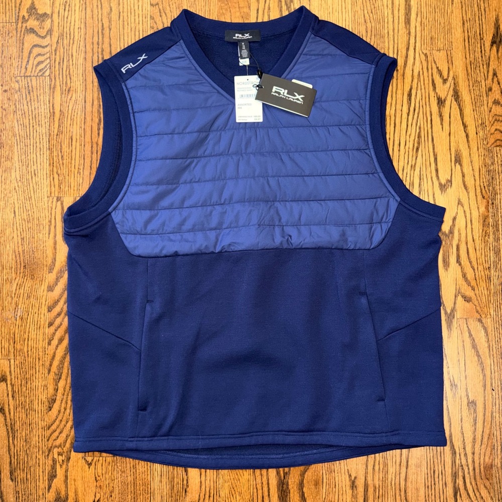 NWT RLX Ralph Lauren Hybrid Golf Vest Quilted Front XL Refined Navy Premium